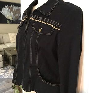 SZ 12 Christine Phillipe Black Jean Jacket